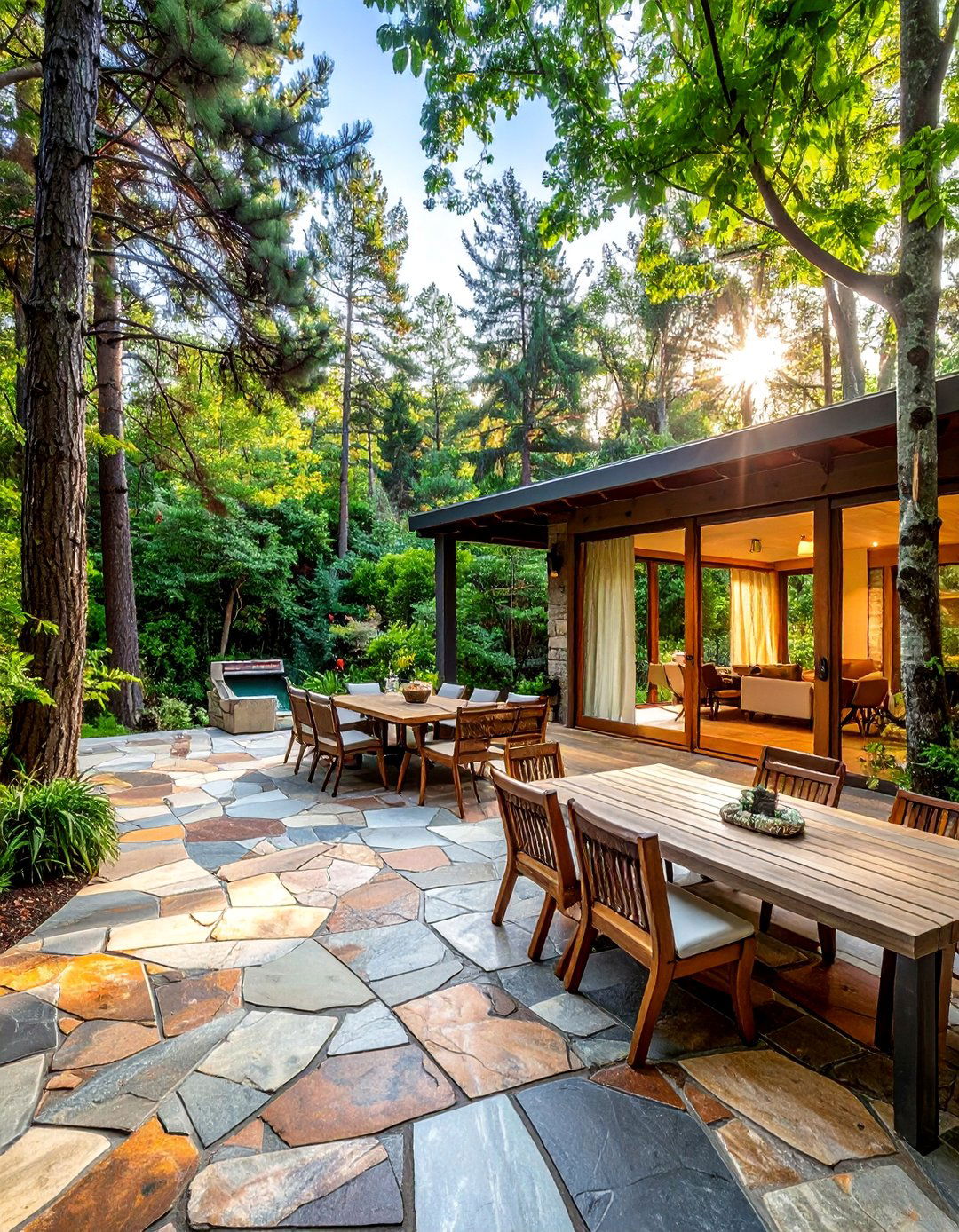 Random Patterned Slate Patio Tiles - 30 Patio Tile Ideas for a Stylish Outdoor Space