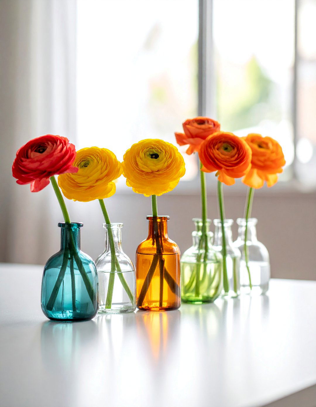 Ranunculus in Bud Vases Spring Centerpiece - 25 Spring Centerpiece Ideas for a Fresh Look