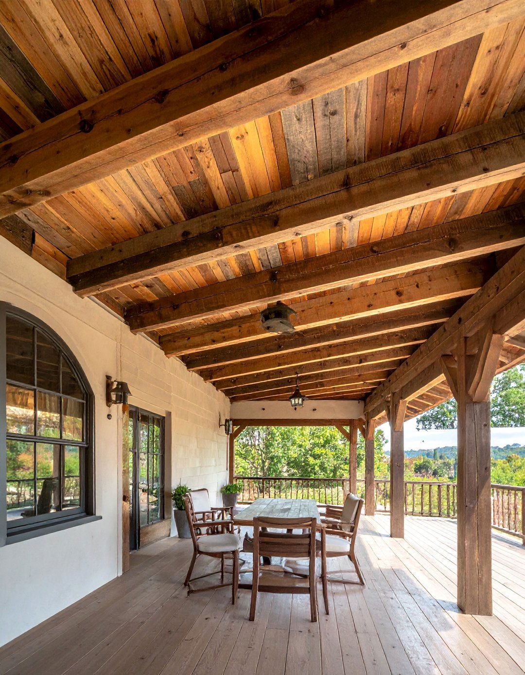Reclaimed Barn Wood Ceiling Transformation - 30 Rustic Porch Ideas to Enhance Your Outdoor Space