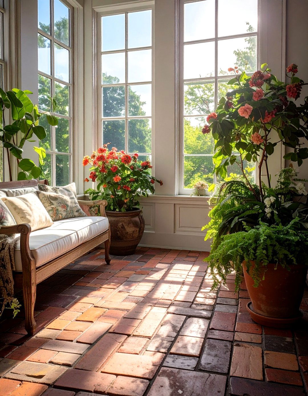 Reclaimed Brick Floor Sunroom