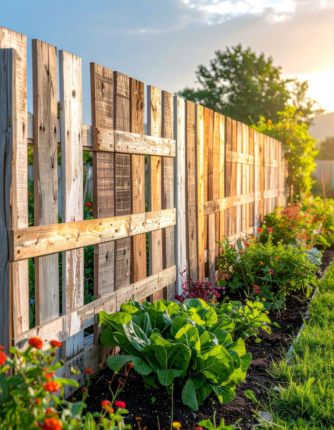 Reclaimed Pallet Garden Fence - 40 Garden Fence Ideas to Enhance Your Outdoor Space