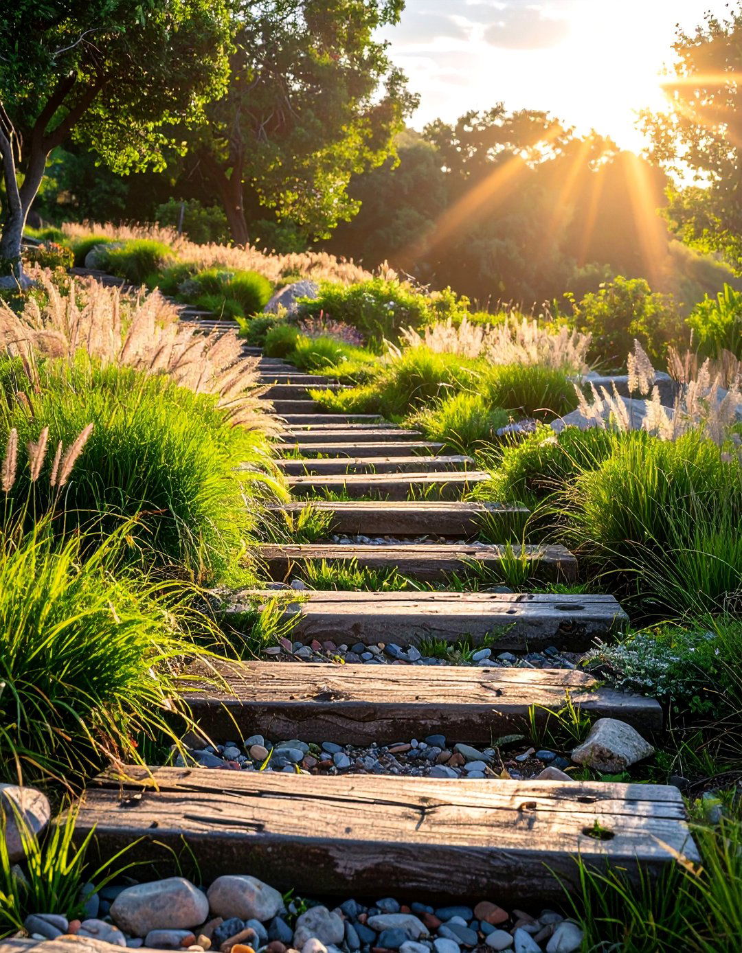 Reclaimed Railway Sleeper Garden Path - 30 Garden Path Ideas to Enhance Your Outdoor Space