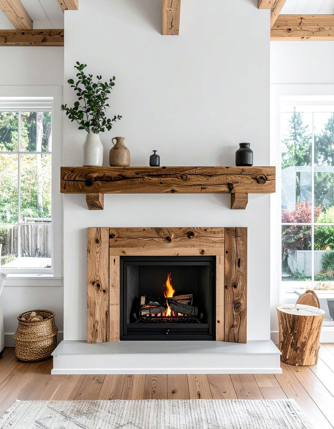 Reclaimed Wood Fireplace Mantels - 20 Scandinavian Fireplace Ideas for Cozy Warmth