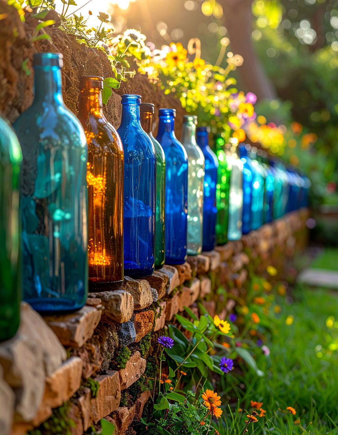 Recycled Bottle Garden Fence - 40 Garden Fence Ideas to Enhance Your Outdoor Space