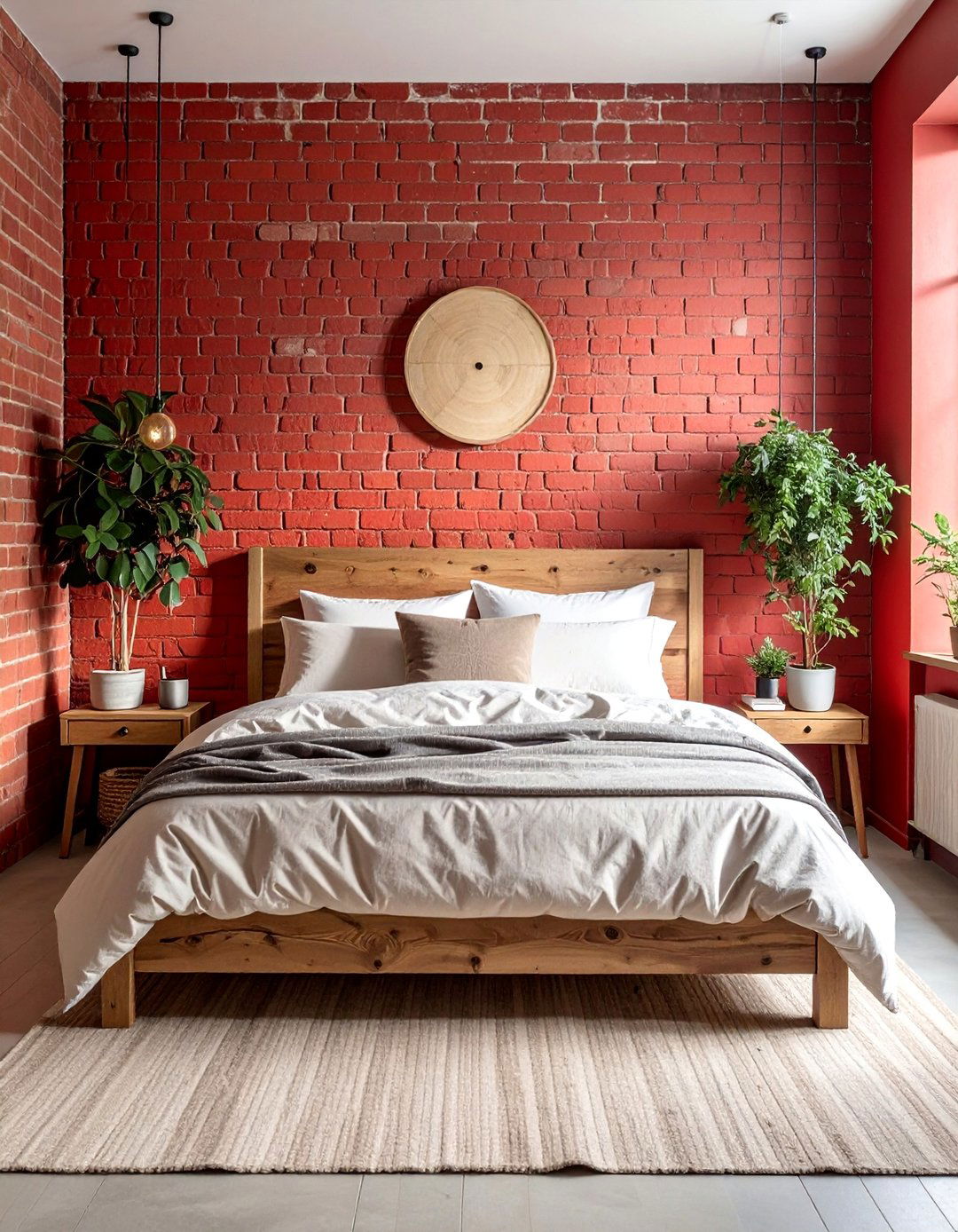 Red Brick Accent Wall for a Rustic Bedroom - 20 Red Bedroom Ideas to Create a Bold and Cozy Space
