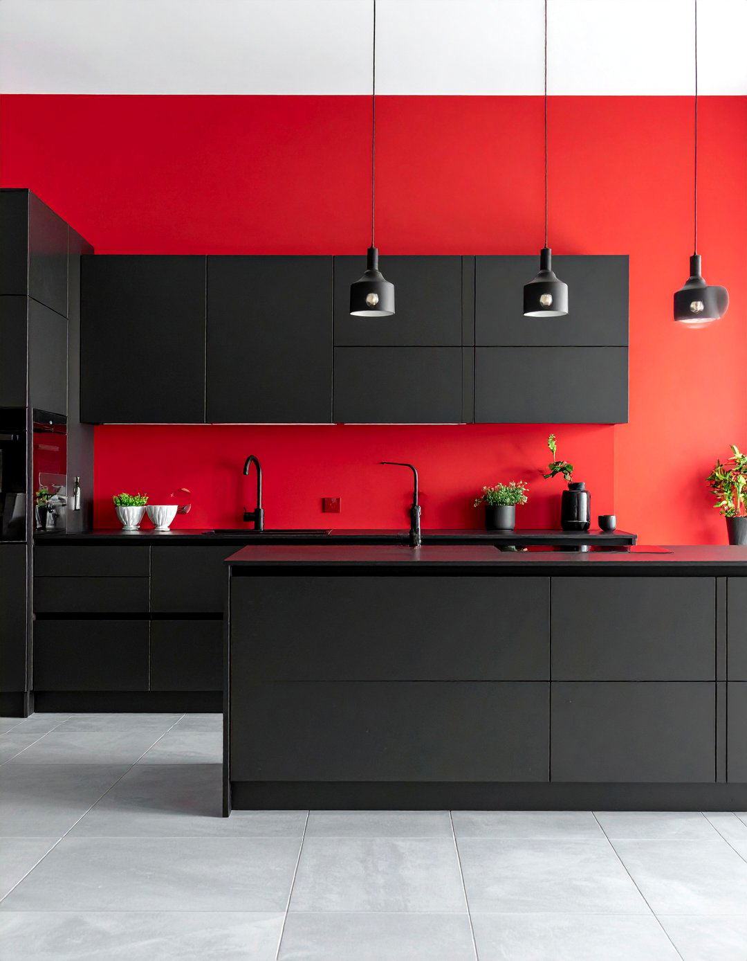 Red Painted Accent Wall - 25 Red and Black Kitchen Ideas for a Dramatic Flair