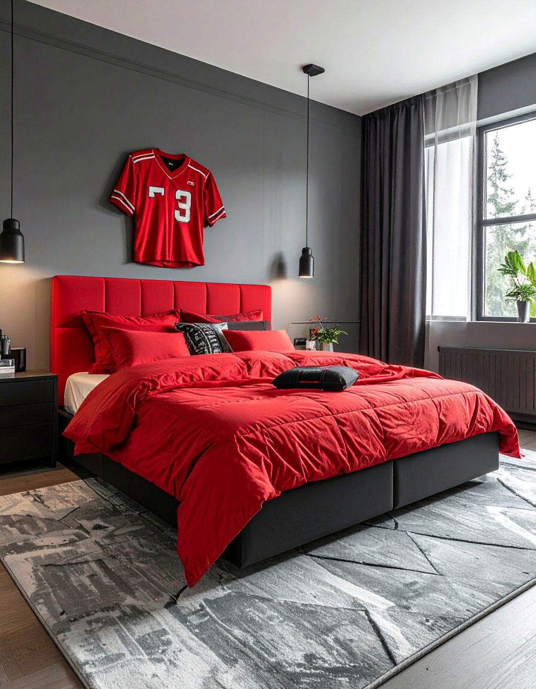 Red and Black Sports Themed Bedroom - 25 Red and Black Bedroom Ideas for a Bold Statement
