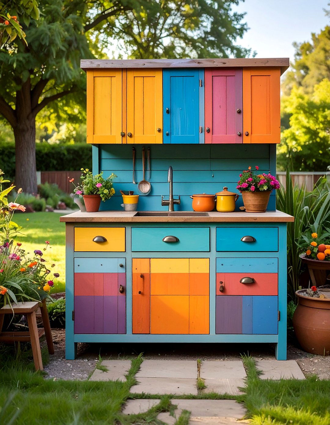 Repurposed Furniture Transformation - 20 Mud Kitchen Ideas for Outdoor Play Fun