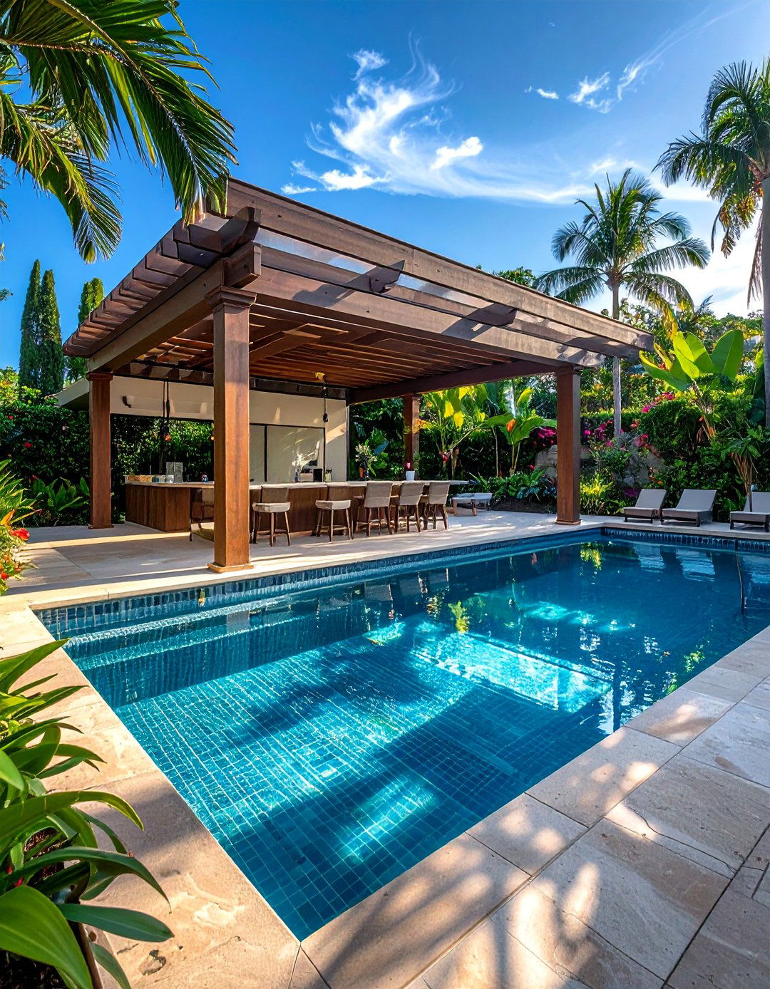 Resort Style Pool with Swim Up Bar - 30 Luxury Swimming Pool Design Ideas for Your Backyard