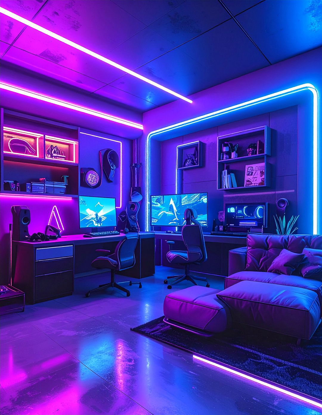 Retro Cyberpunk Gaming Den - 30 Retro Game Room Ideas for a Fun and Nostalgic Space