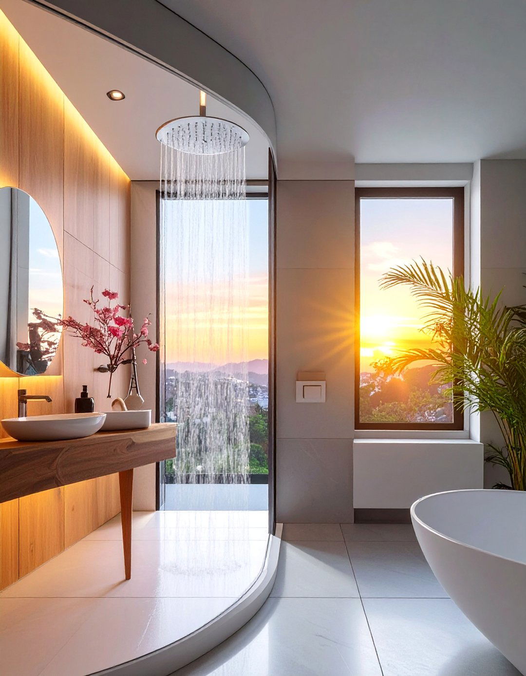 Ribbon Window Modernism - 30 Shower Window Ideas to Brighten Up Your Bathroom