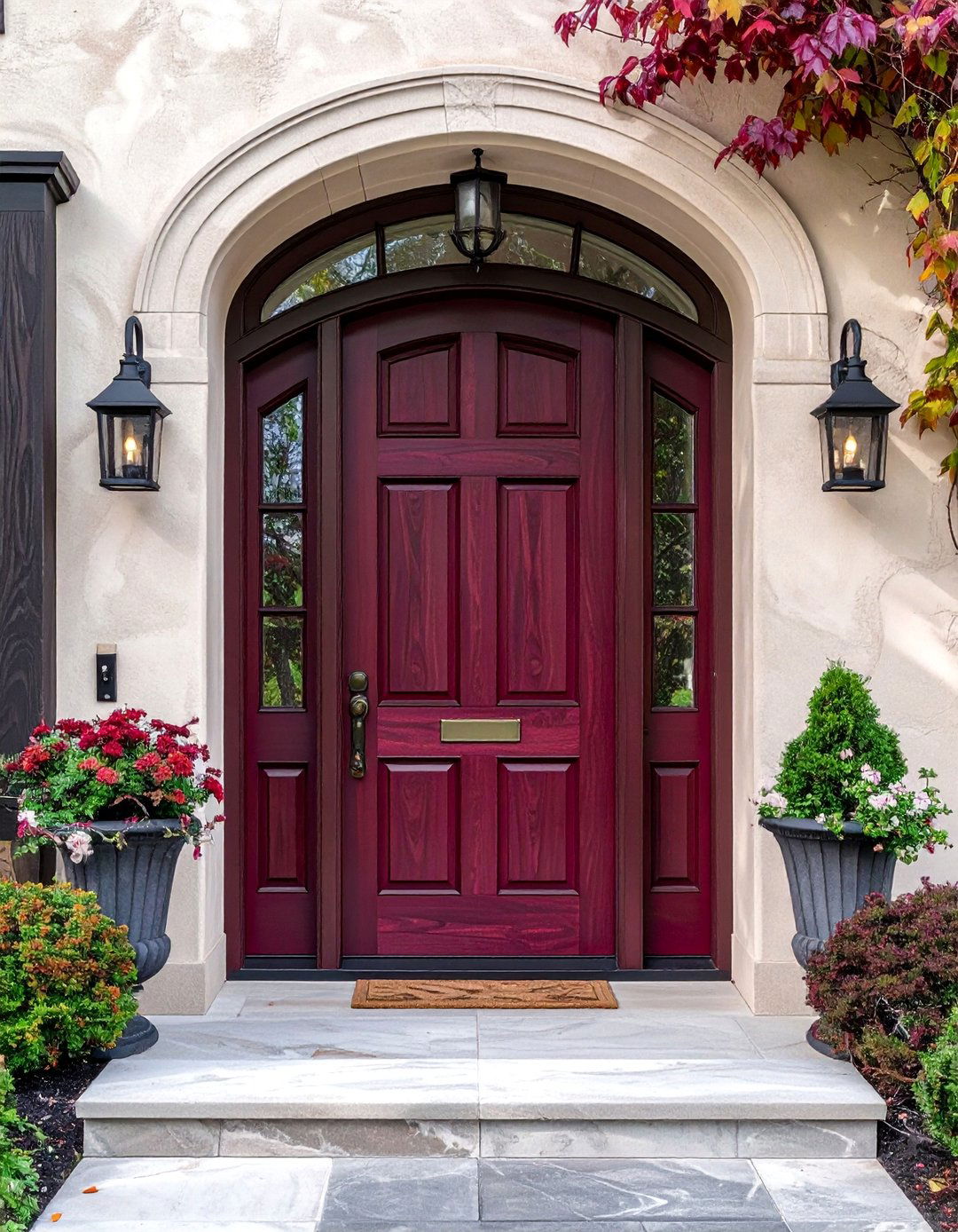 Rich Burgundy Cedar Front Door - 20 Cedar Front Door Colors Ideas to Boost Curb Appeal