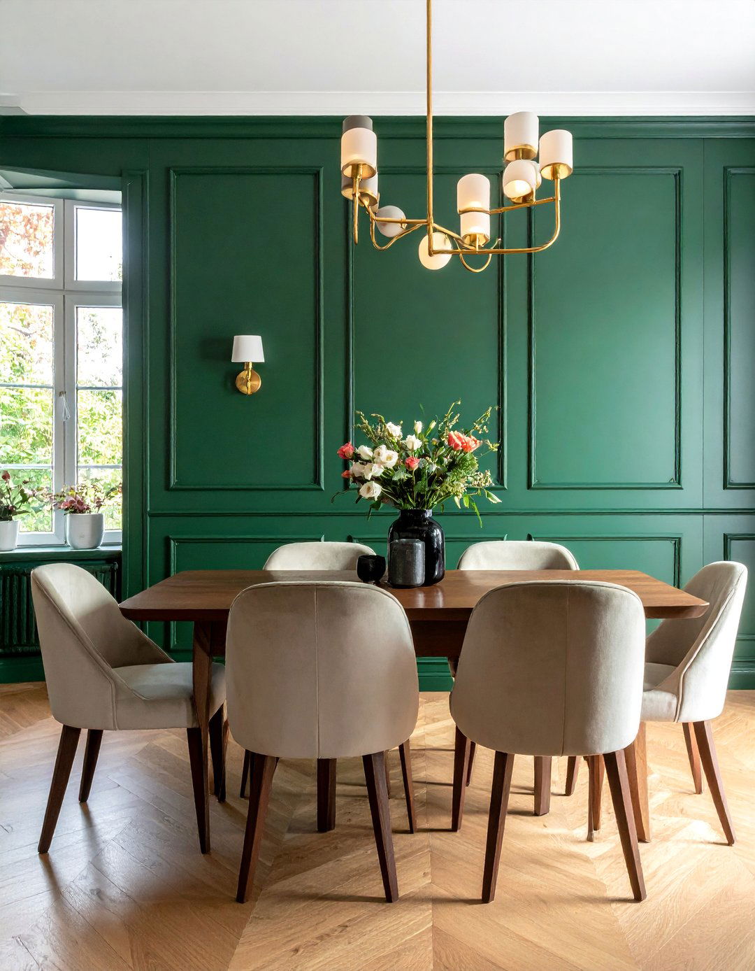 Rich Jewel Tone Walls with Brass Accents - 40 Luxurious Dining Room Ideas for Elegant Entertaining