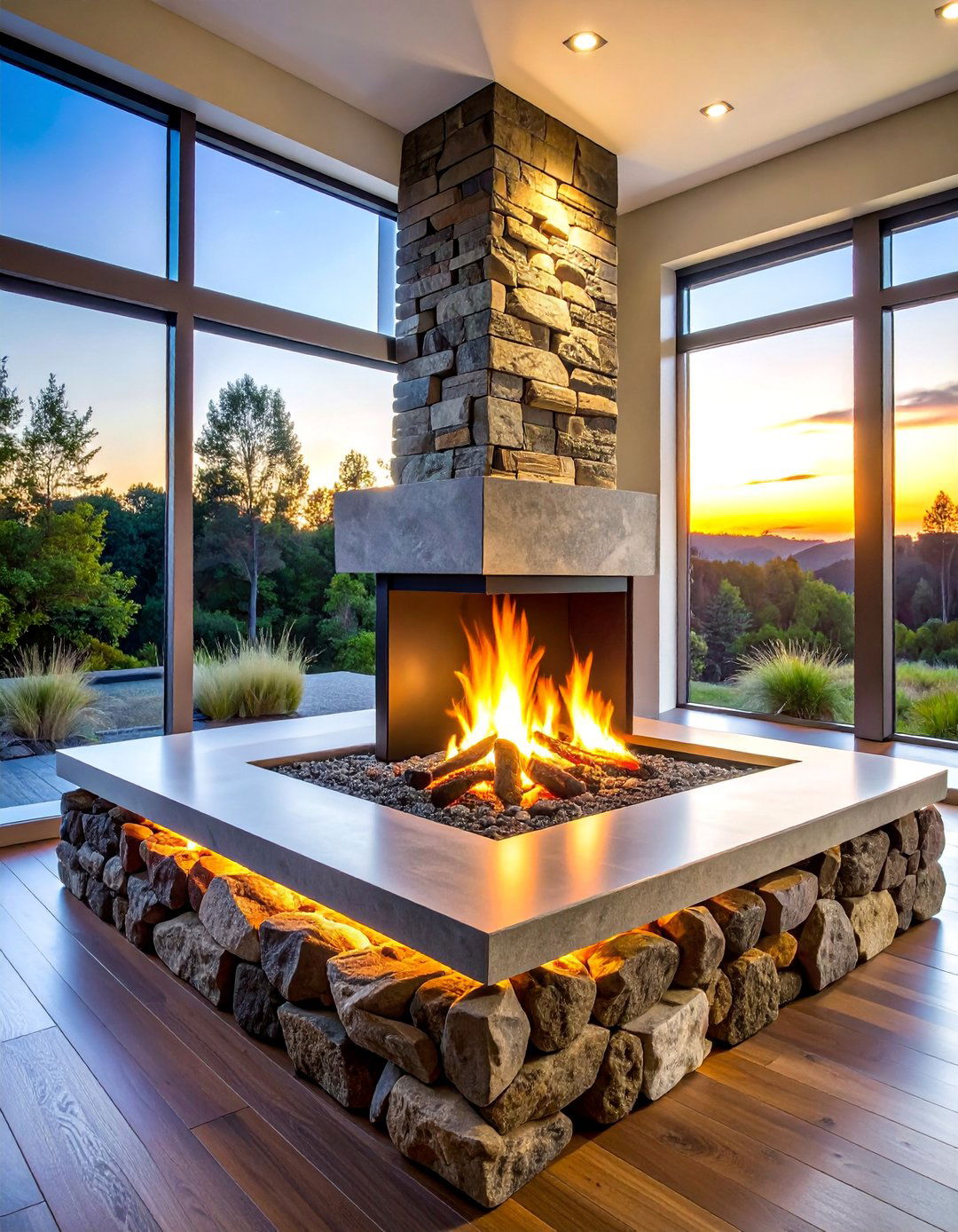 River Rock Fireplace Surround for an Electric Insert - 30 Unique River Rock Fireplace Ideas for Cozy Homes