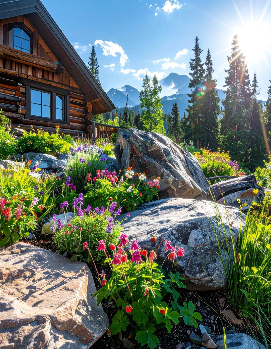 Rock Garden Alpine Features - 25 Log Cabin Landscaping Ideas for Rustic Appeal