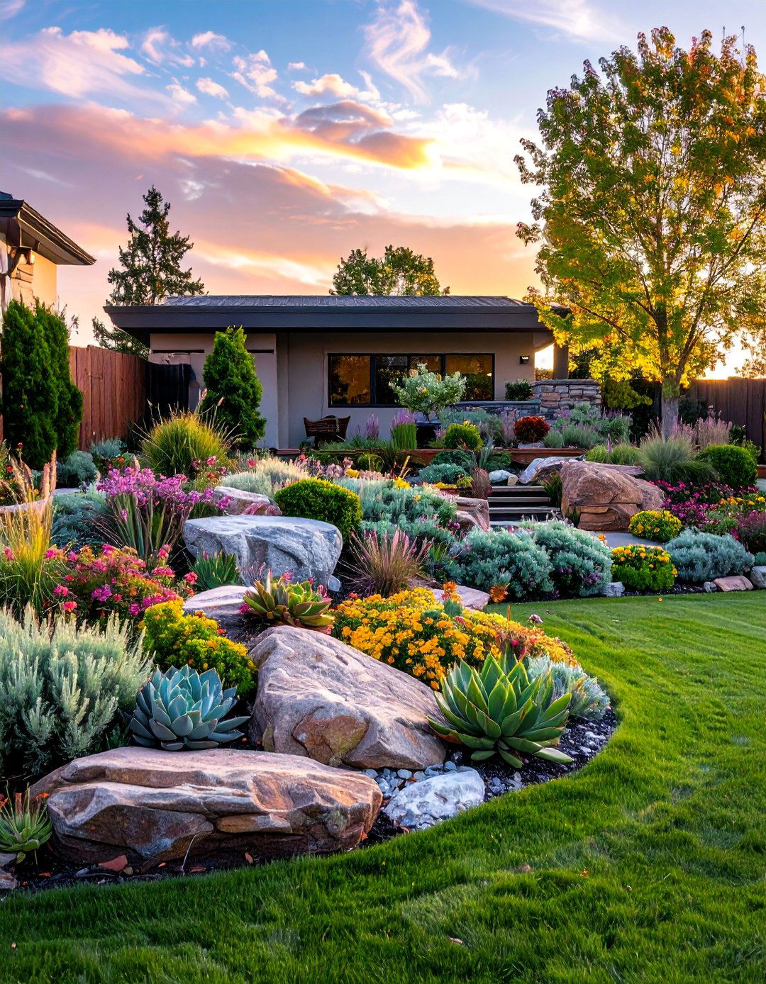 Rock Garden Artistry - 40 Front Yard Landscaping Ideas to Boost Curb Appeal