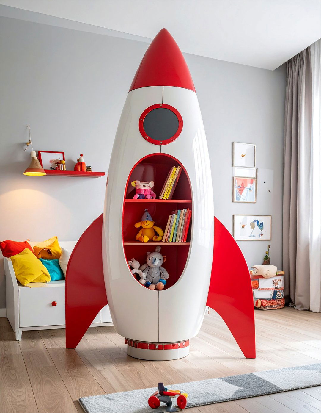 Rocket Ship Bookshelf - 20 Space-themed Room Ideas for a Cosmic Bedroom
