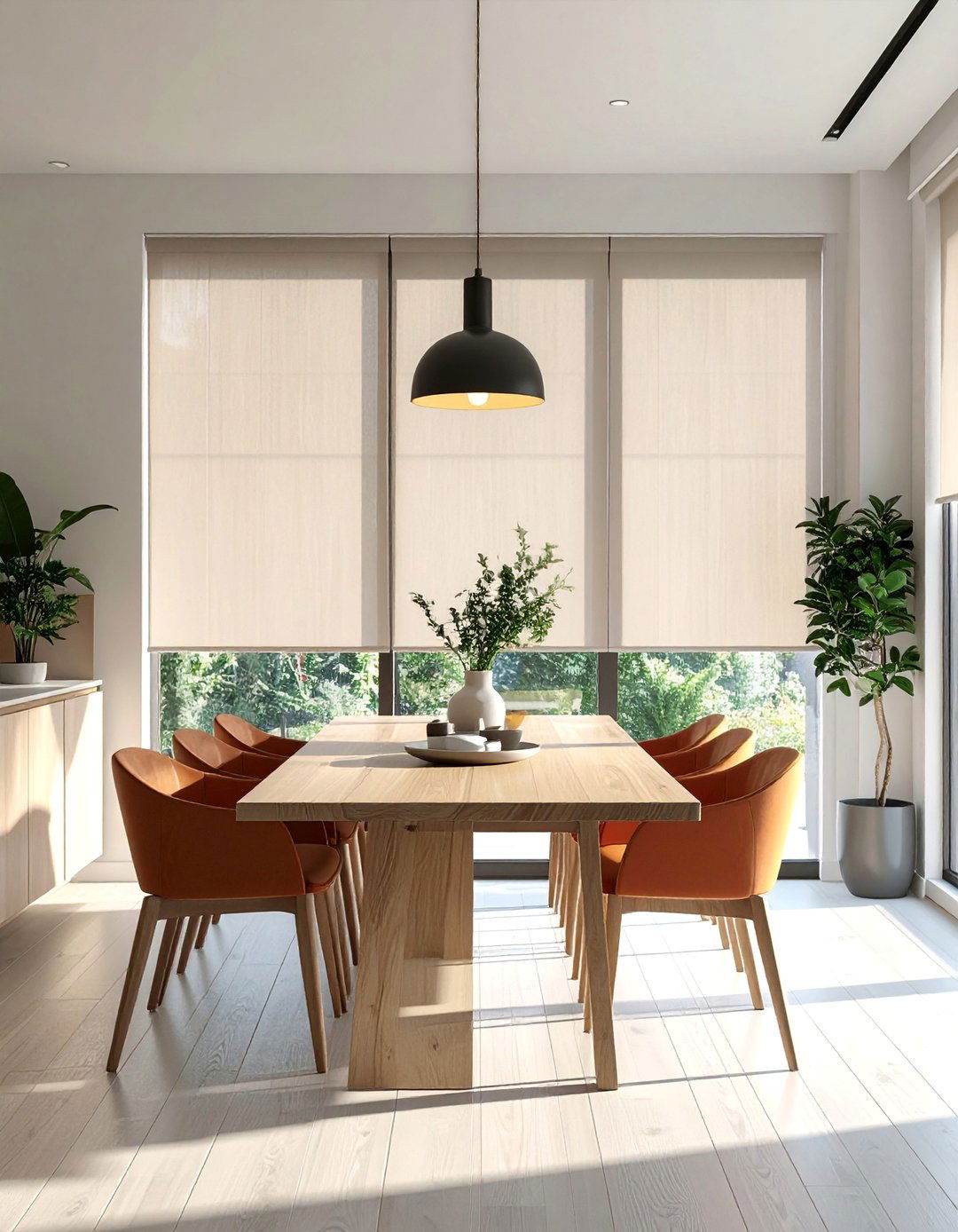 Roller Shades for Clean Simplicity - 25 Dining Room Window Ideas for a Bright and Airy Space