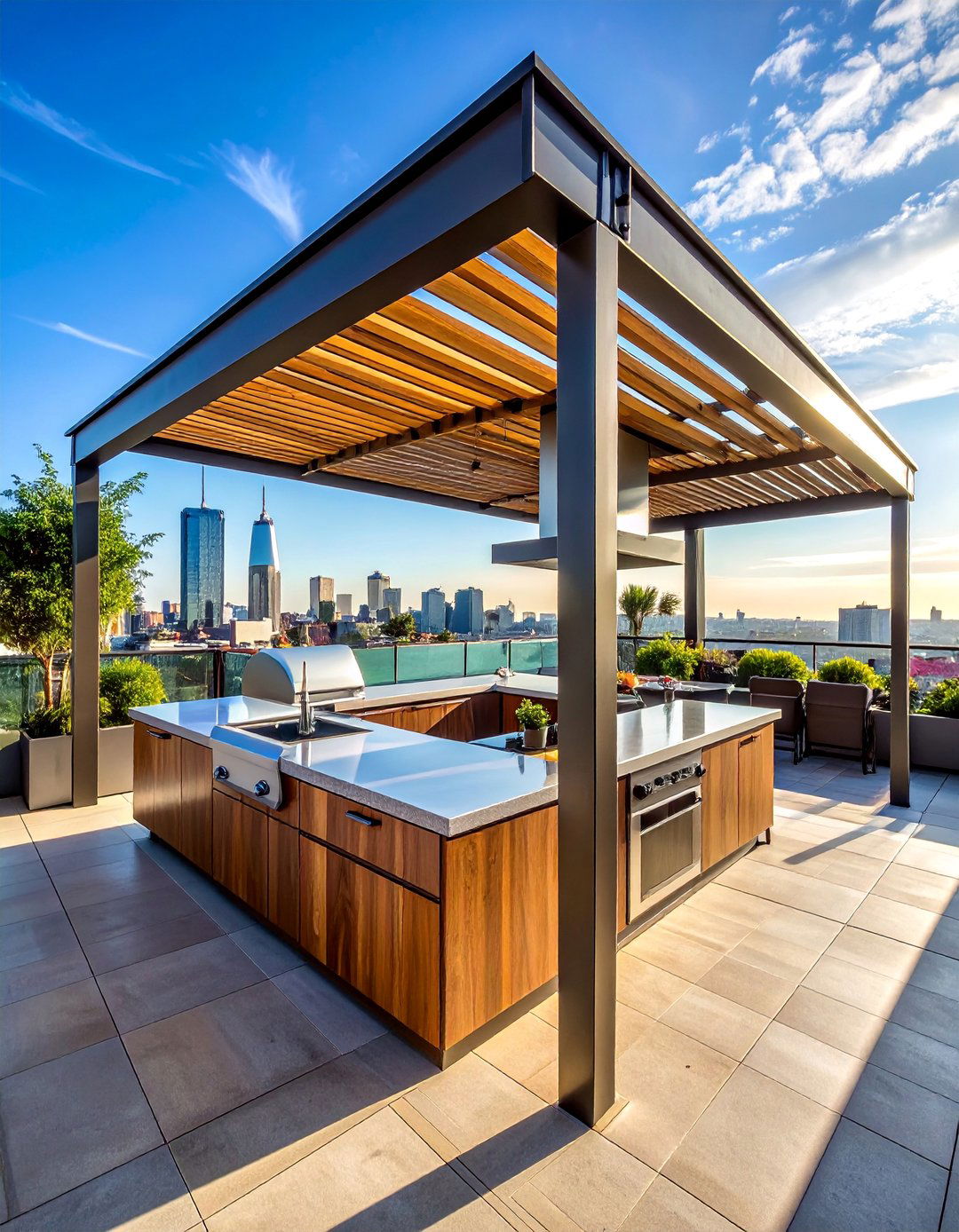 Rooftop Covered Kitchen Installations - 25 Covered Outdoor Kitchen Ideas for Year-Round Cooking