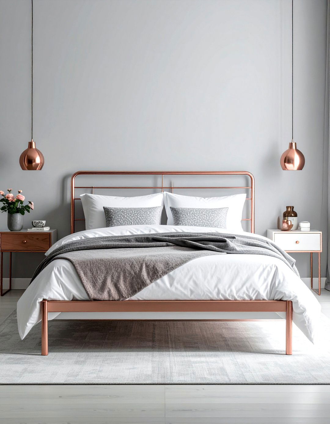 Rose Gold Bed Frame as a Centerpiece - 15 Rose Gold Bedroom Ideas for a Glamorous Look