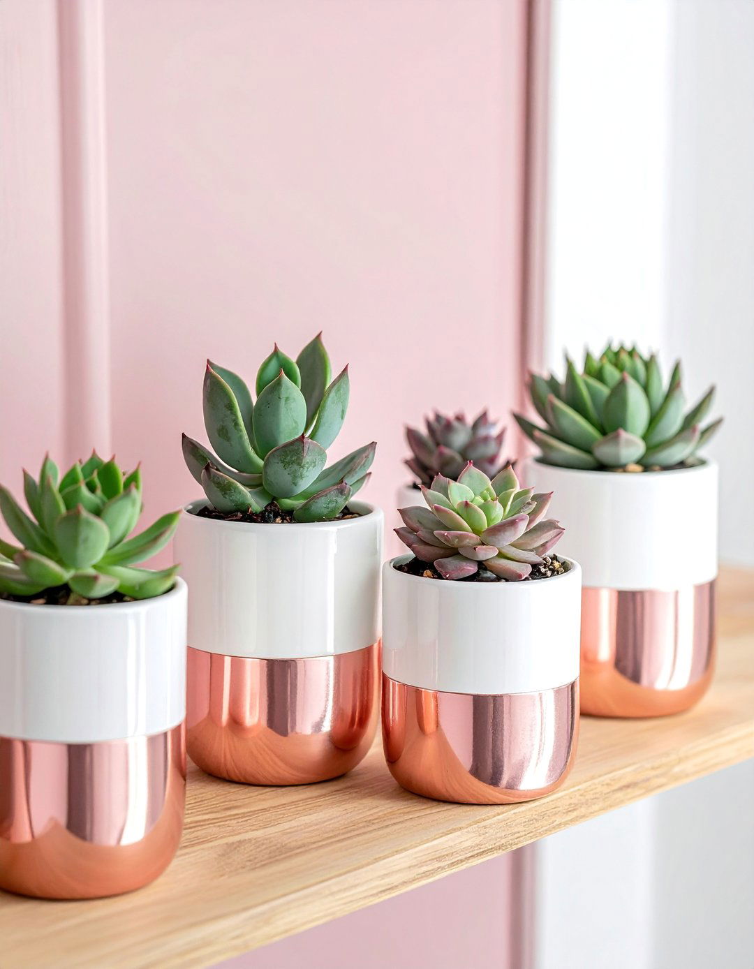 Rose Gold Dipped Plant Pots - 15 Rose Gold Bedroom Ideas for a Glamorous Look