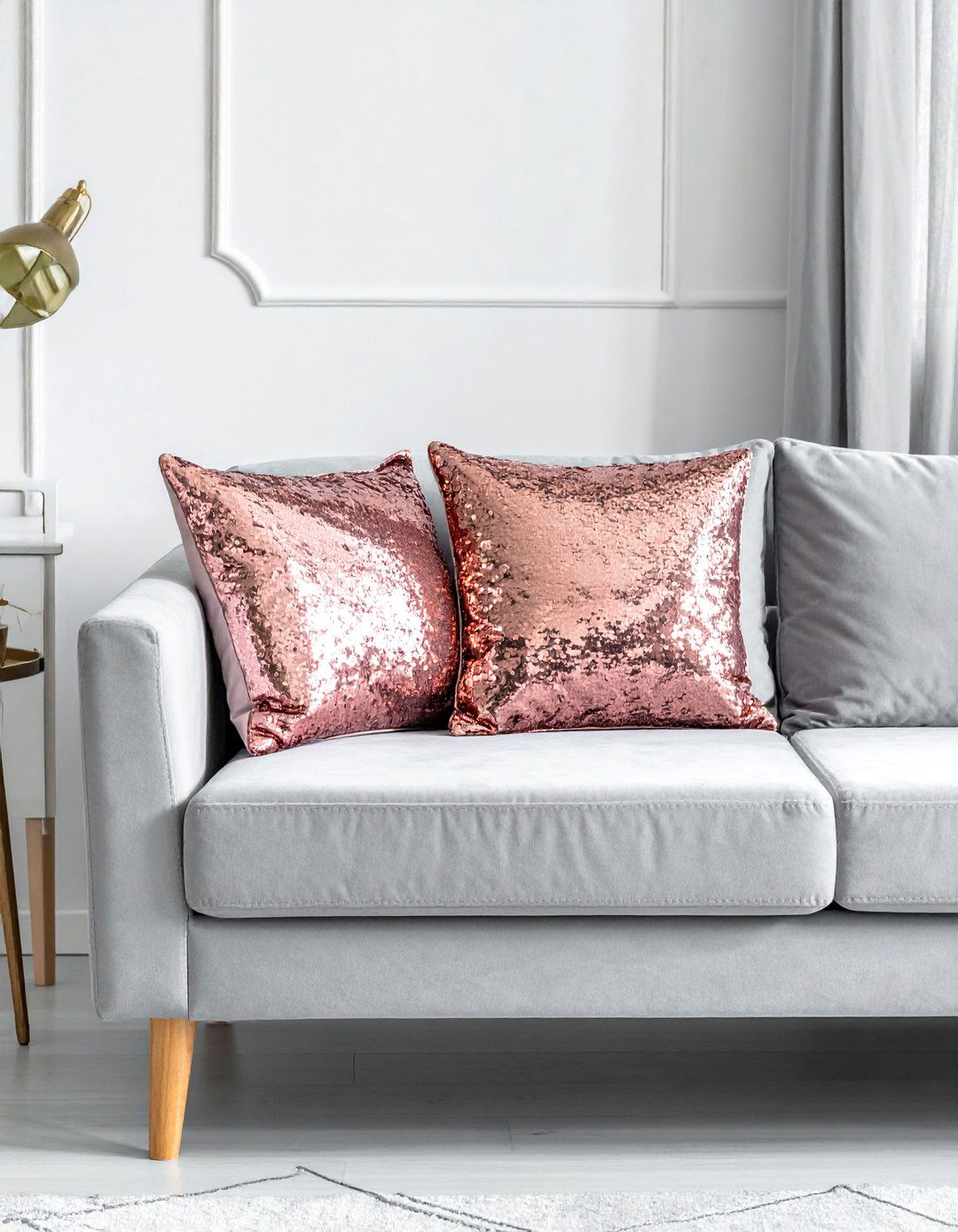 Rose Gold Sequin Throw Pillows - 15 Rose Gold Bedroom Ideas for a Glamorous Look