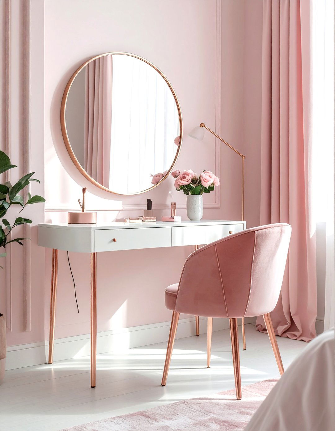 Rose Gold Vanity Station - 15 Rose Gold Bedroom Ideas for a Glamorous Look