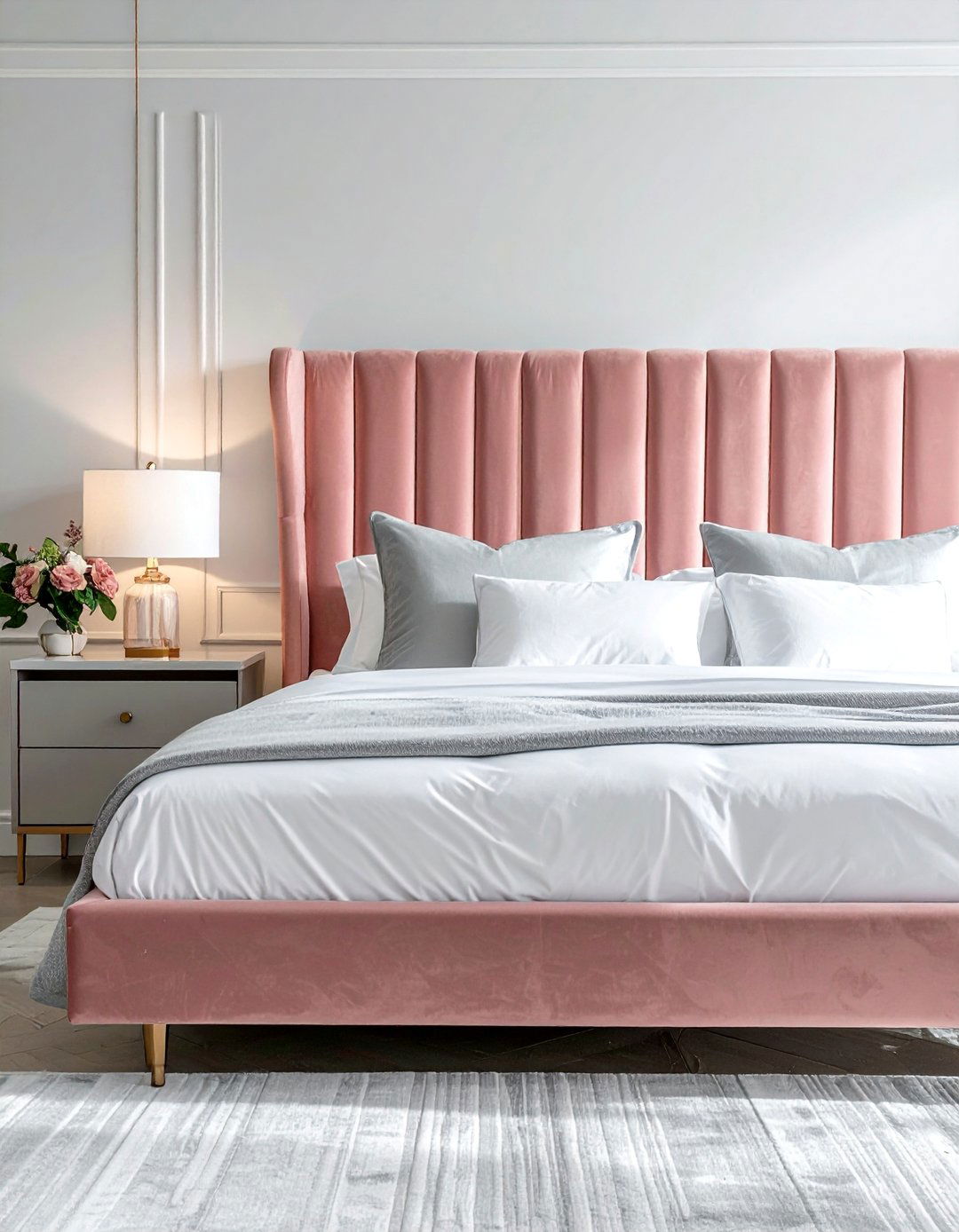 Rose Gold Velvet Headboard - 15 Rose Gold Bedroom Ideas for a Glamorous Look