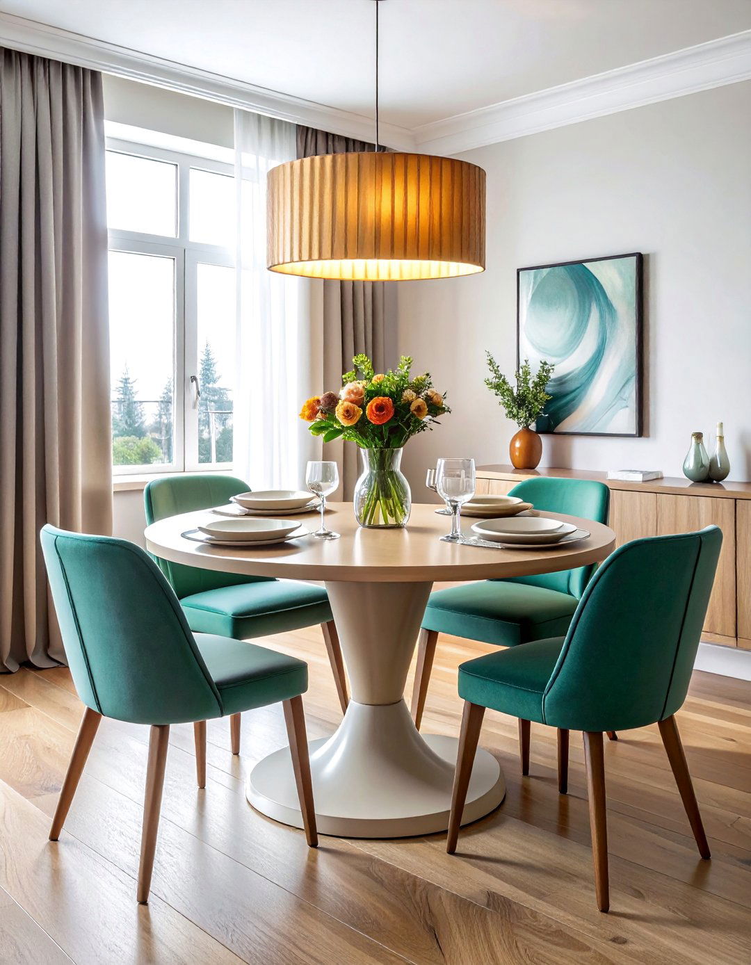 Round Dining Table Conversations - 40 Dining Room Decor Ideas to Elevate Your Meals