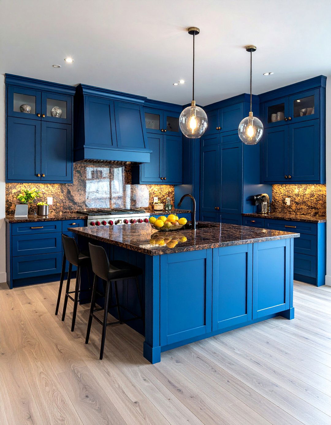 Royal Blue Cabinets With Black and Brown Granite - 20 Blue Kitchen Cabinets With Brown Granite Countertops Ideas