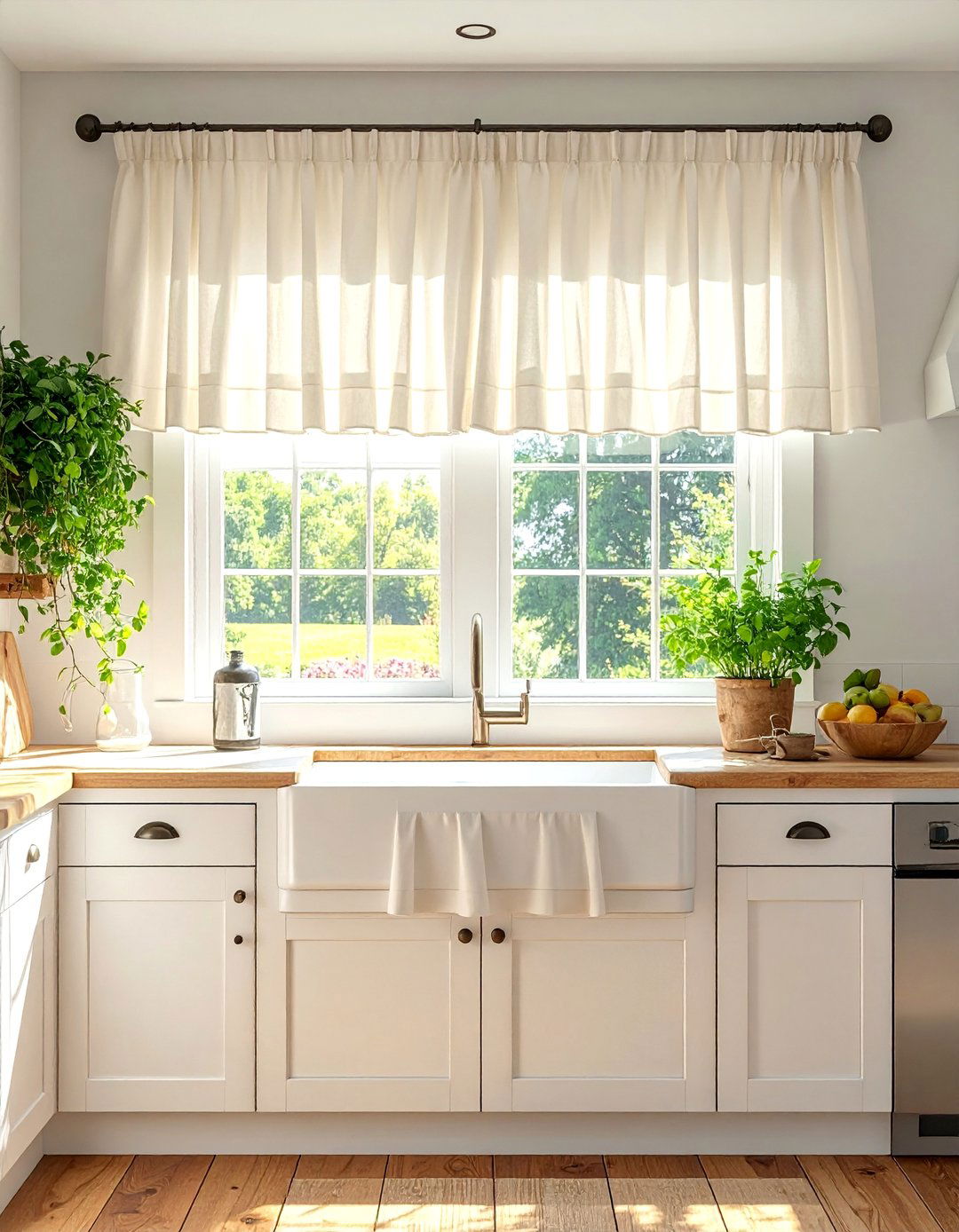Ruffled Linen Farmhouse Cafe Curtains - 40 Farmhouse Window Treatment Ideas for a Cozy Home