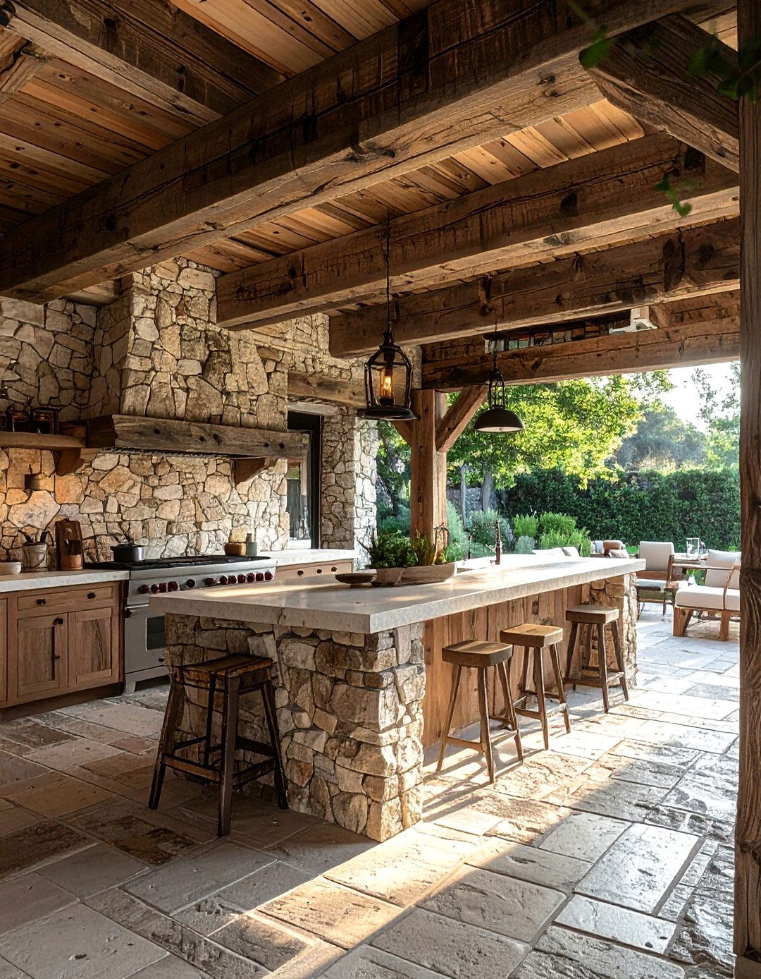Rustic Farmhouse Covered Kitchens - 25 Covered Outdoor Kitchen Ideas for Year-Round Cooking