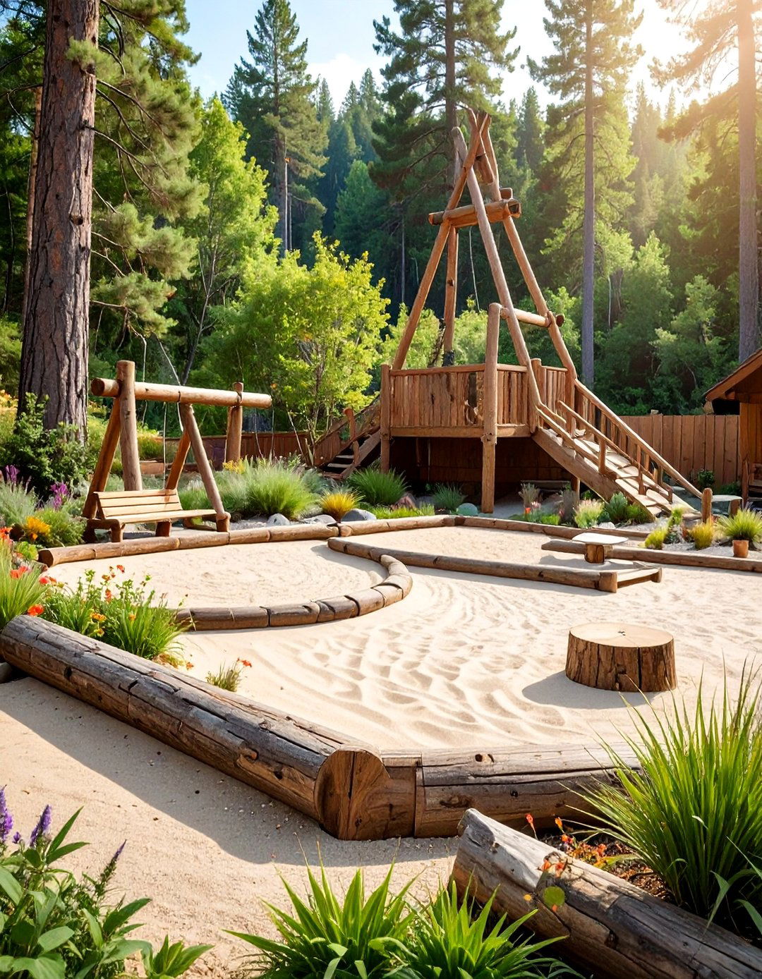 Rustic Play and Recreation Areas - 25 Log Cabin Landscaping Ideas for Rustic Appeal