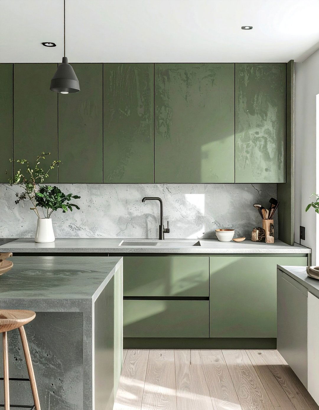 Rustic Sage Green Kitchen Cabinets in a Matte Finish - 20 Rustic Sage Green Kitchen Cabinets Ideas