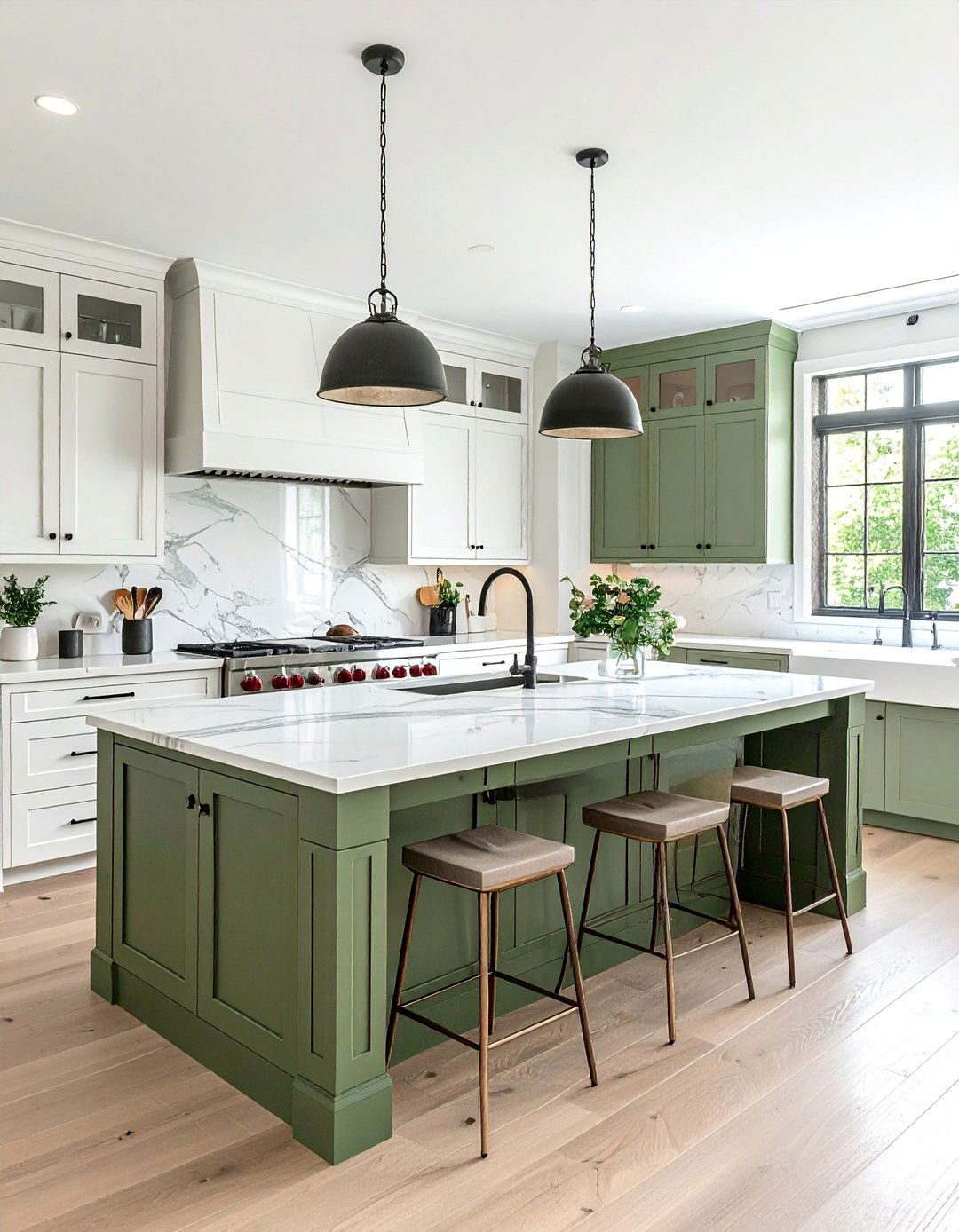 Rustic Sage Green Kitchen Island as a Focal Point - 20 Rustic Sage Green Kitchen Cabinets Ideas