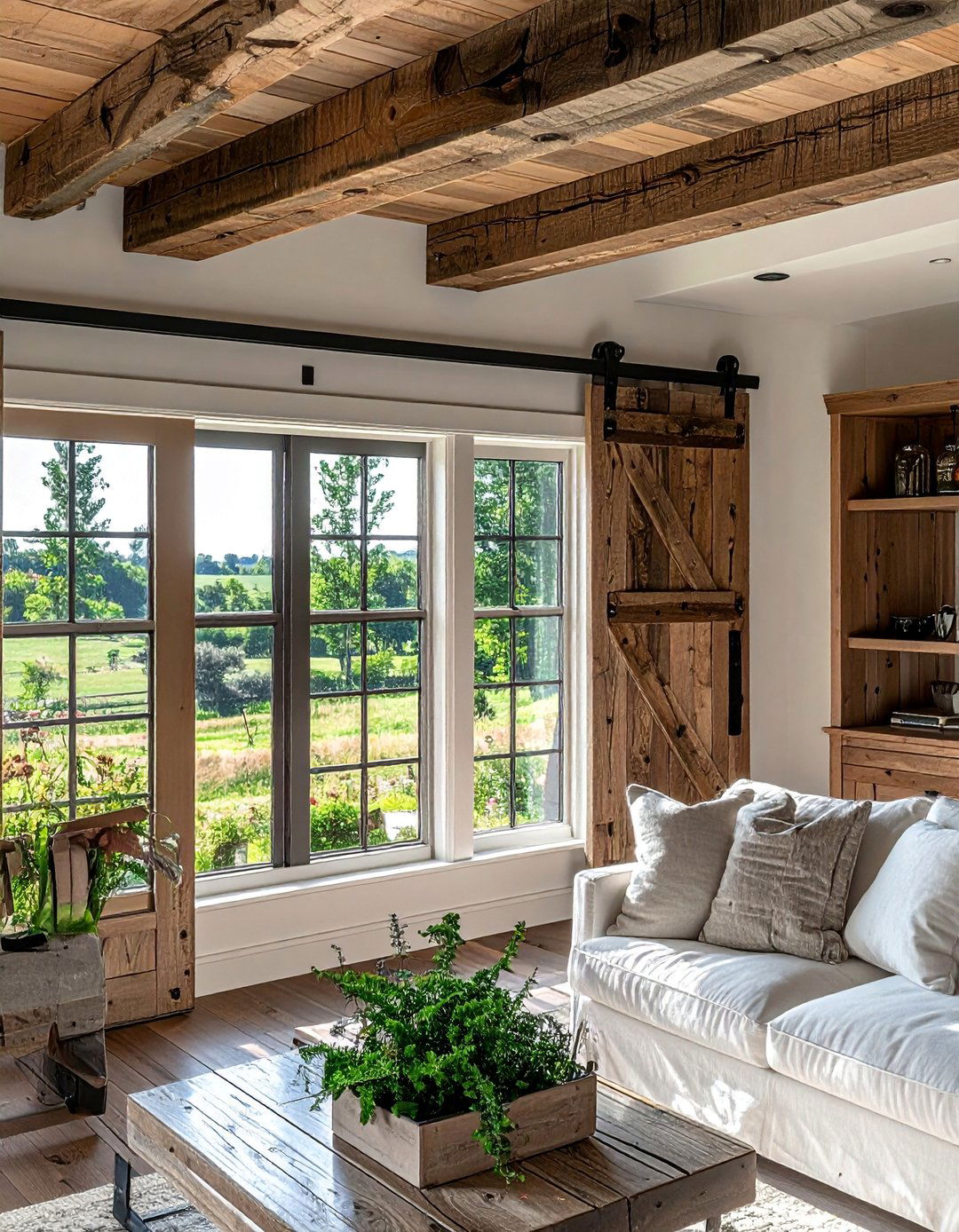 Rustic Sliding Barn Door Window Shutters - 40 Farmhouse Window Treatment Ideas for a Cozy Home