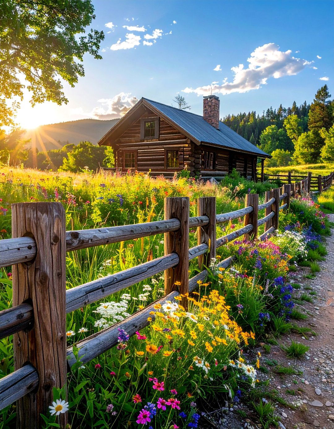 Rustic Split Rail Fencing - 25 Log Cabin Landscaping Ideas for Rustic Appeal