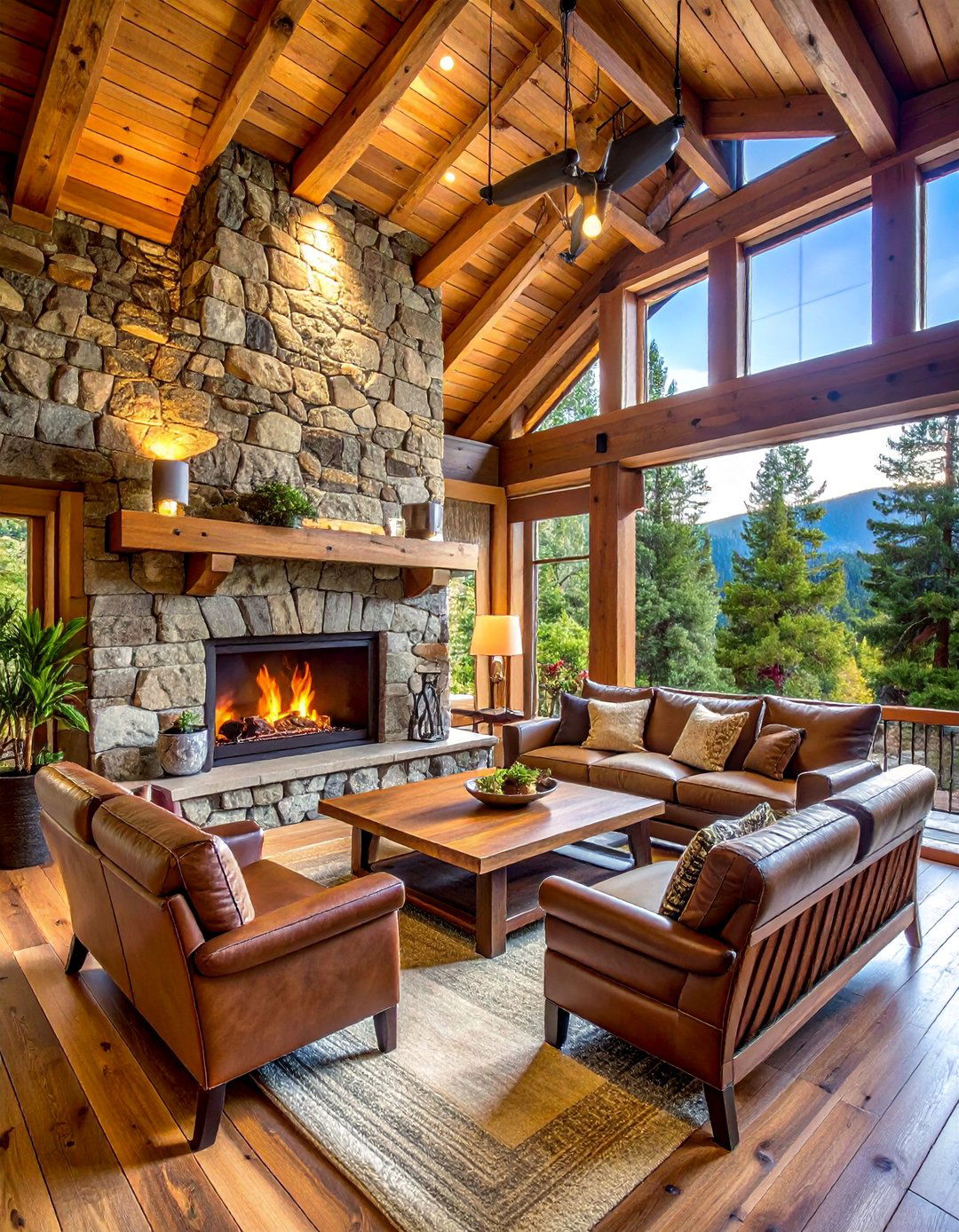 Rustic Stone Fireplace Retreat - 35 Three Season Porch Ideas for Year-Round Comfort