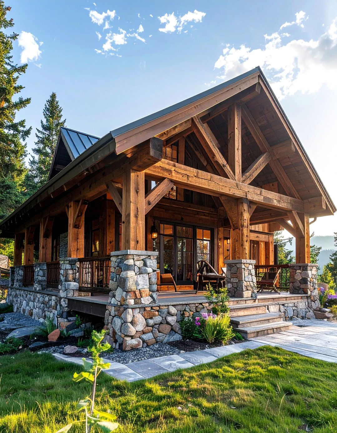 Rustic Timber Frame Raised Ranch Front Porch - 25 Raised Ranch Front Porch Ideas for Curb Appeal