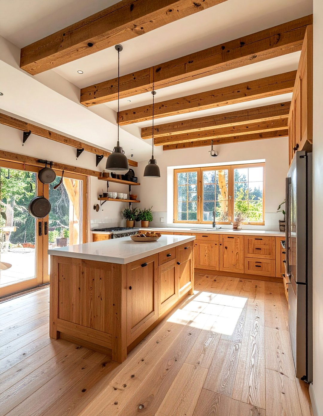 Rustic Wood Beam Kitchen - 20 Sloped Ceiling Kitchen Ideas to Maximize Space