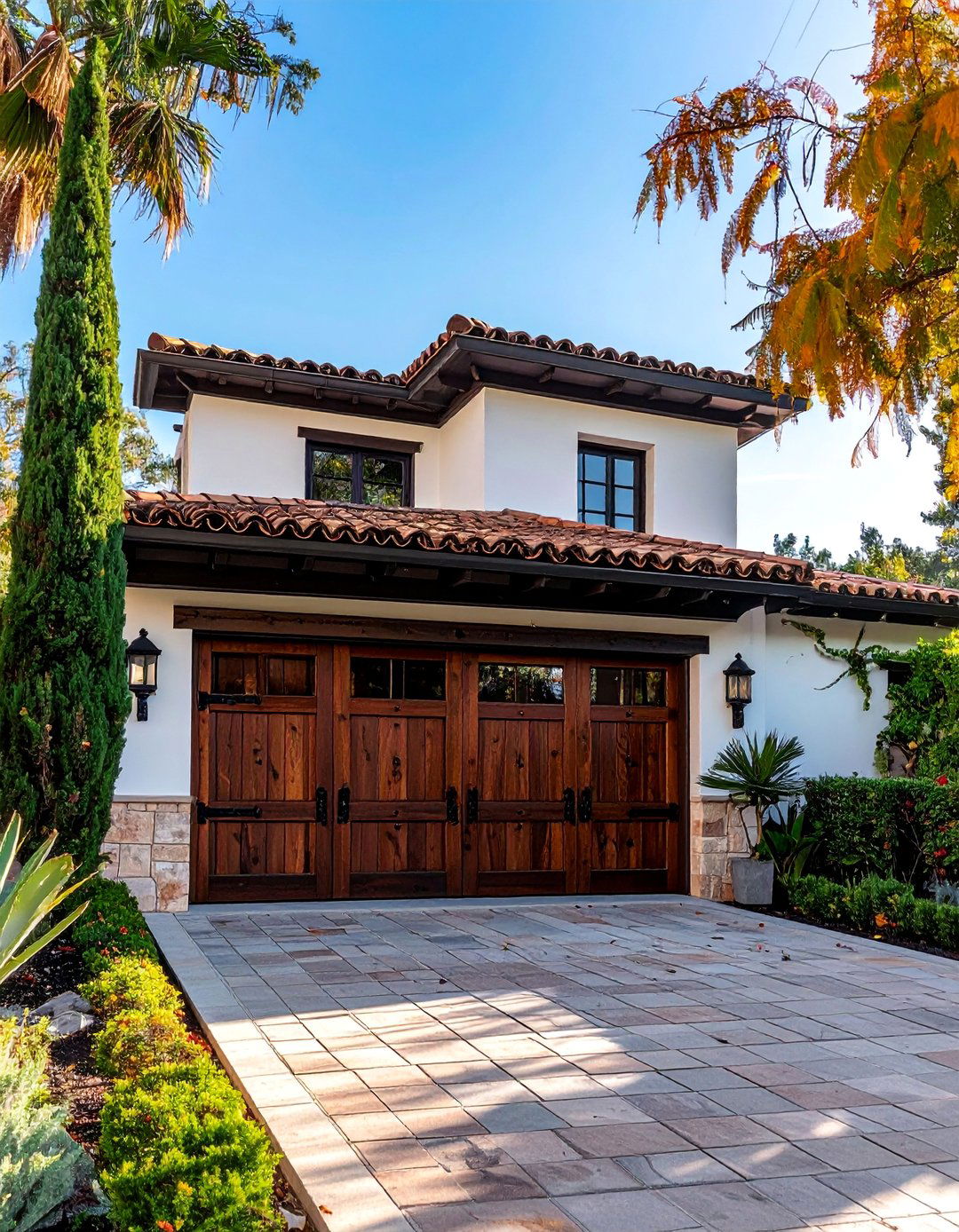Rustic Wooden Garage Doors Spanish Bungalow Exterior - 25 Spanish Bungalow Exterior Ideas for Timeless Appeal