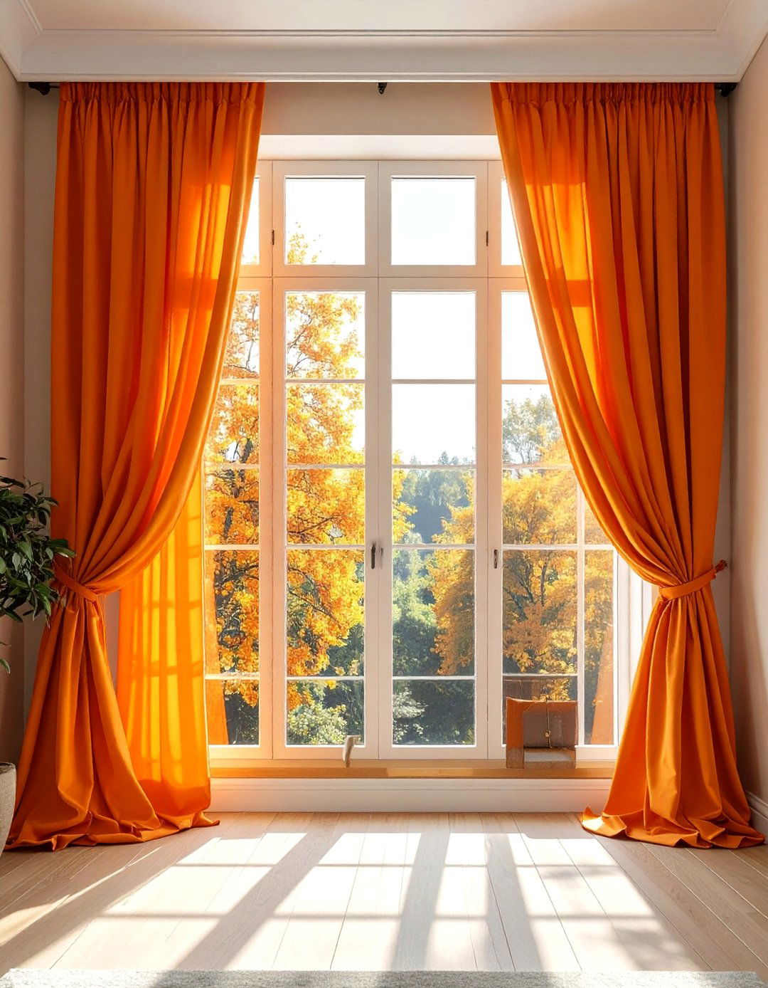 Saffron Orange Curtains to Frame a View - 30 Orange Room Ideas to Brighten Your Home