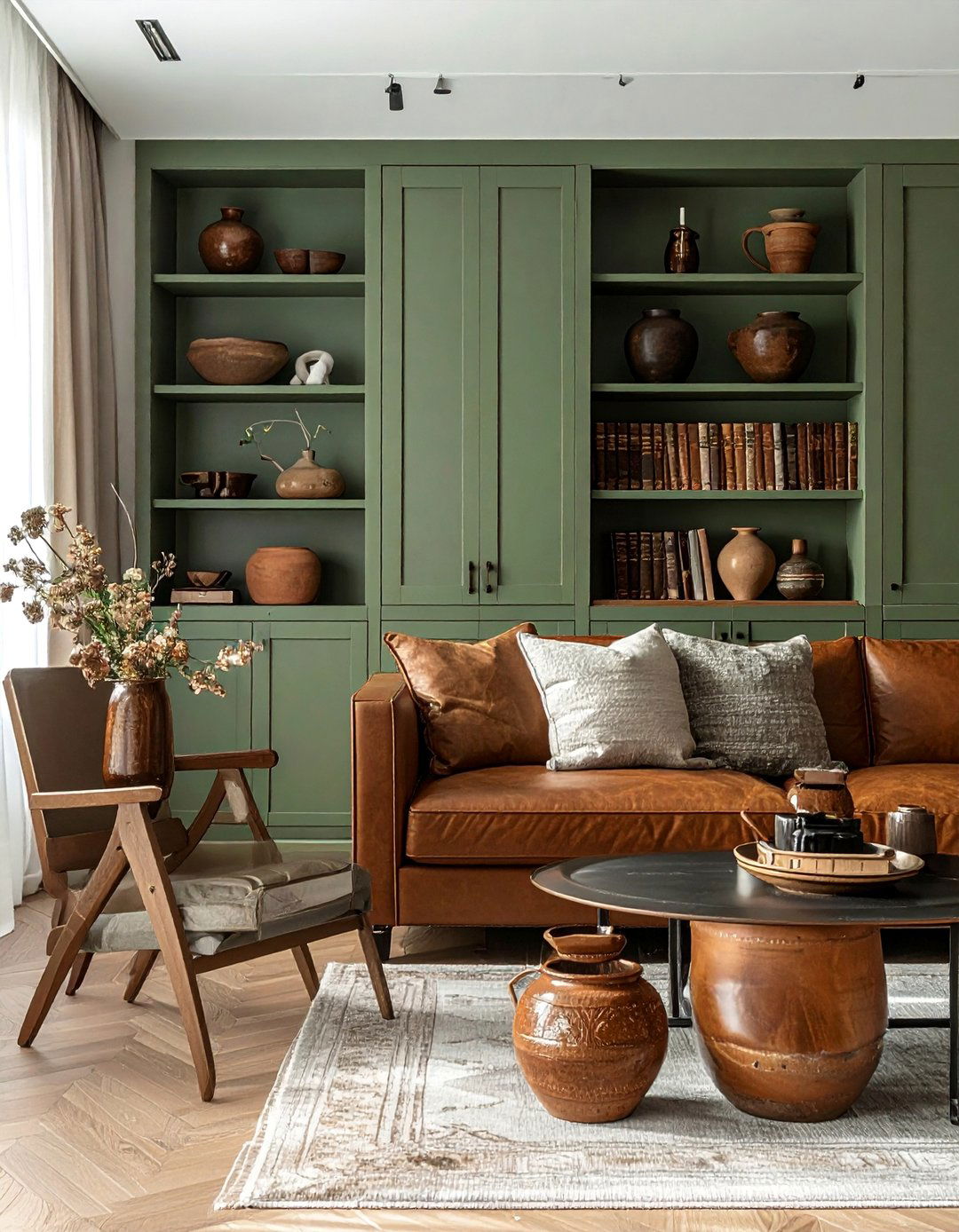 Sage Green Cabinetry and Built Ins