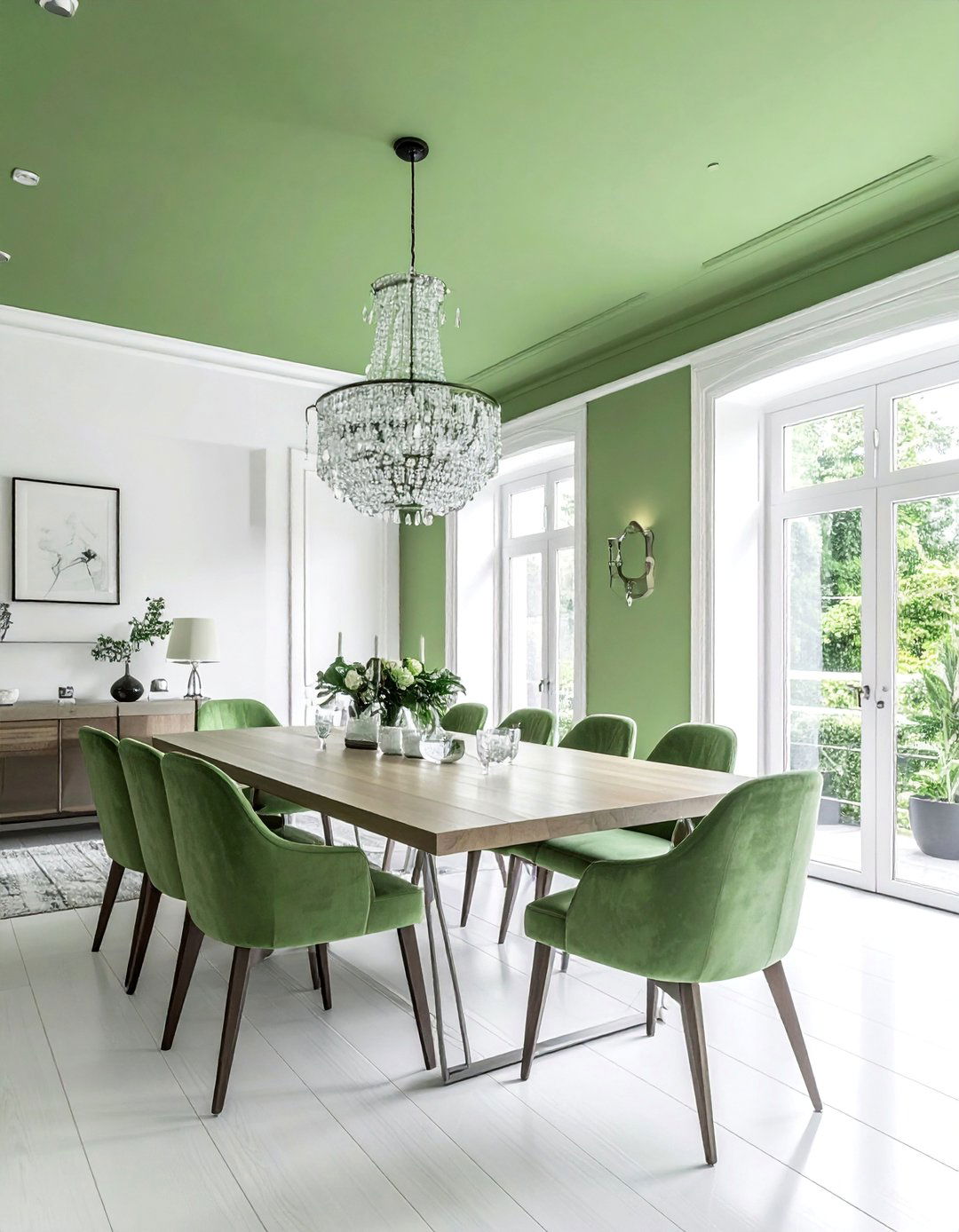 Sage Green Ceiling - 25 Sage Green Dining Room Ideas for a Serene Space