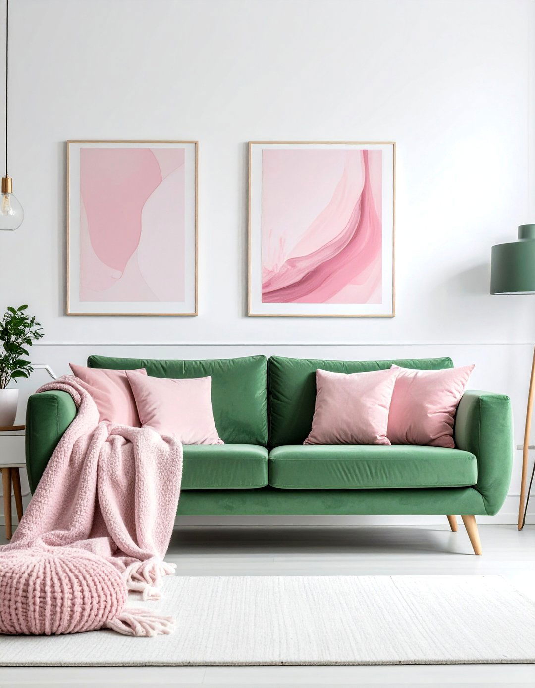 Sage Green Couch with Blush Pink Accents - 20 Sage Green Couch Living Room Ideas for Serenity