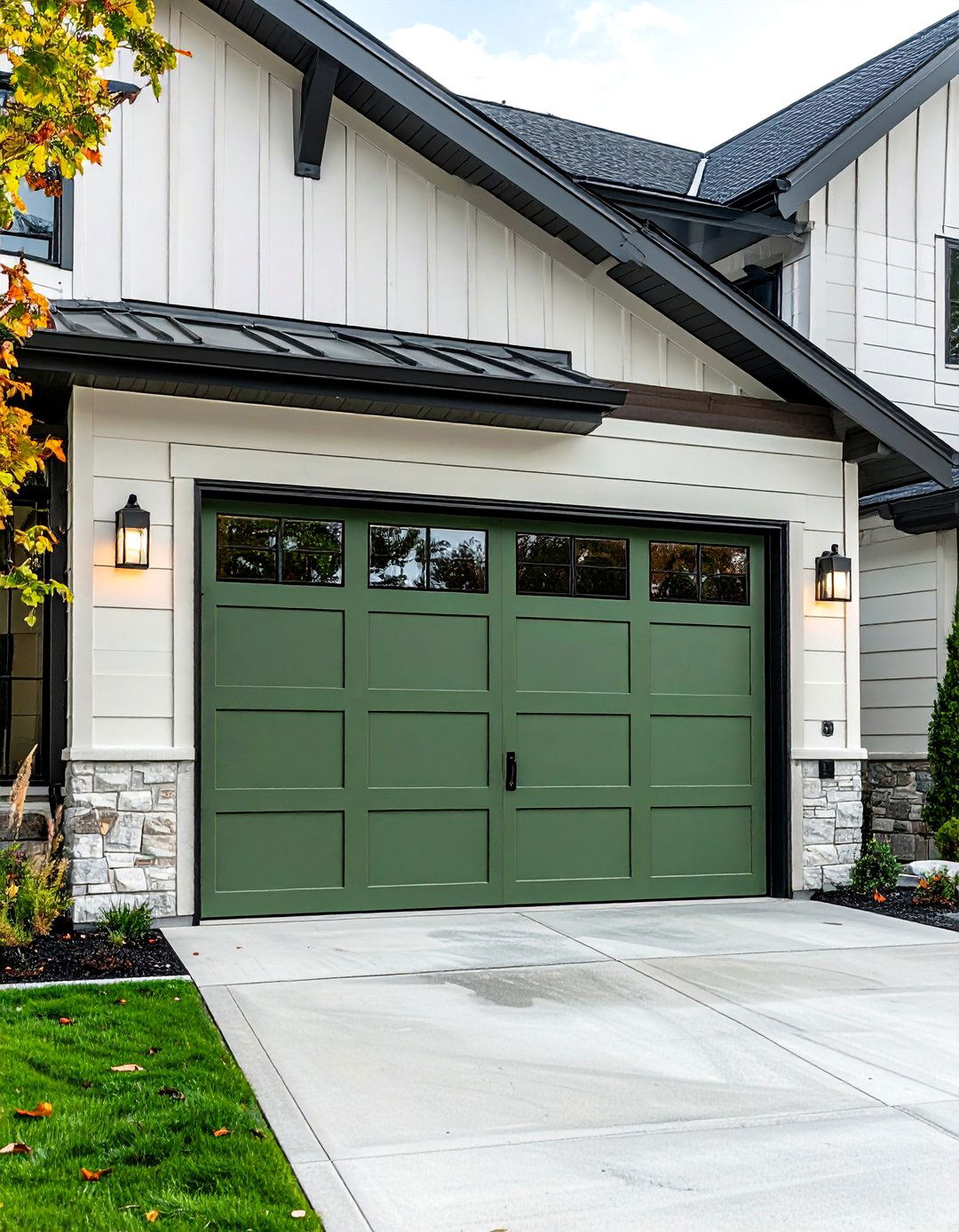 Sage Green Garage Door for a Soothing Welcome - 20 Green Garage Door Ideas to Boost Curb Appeal