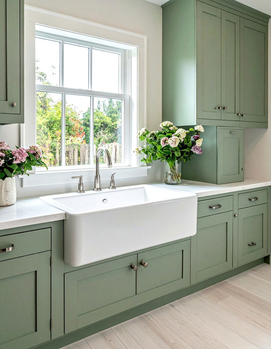 Sage Green Laundry Room with a Farmhouse Sink - 15 Sage Green Laundry Room Ideas for a Calm Space