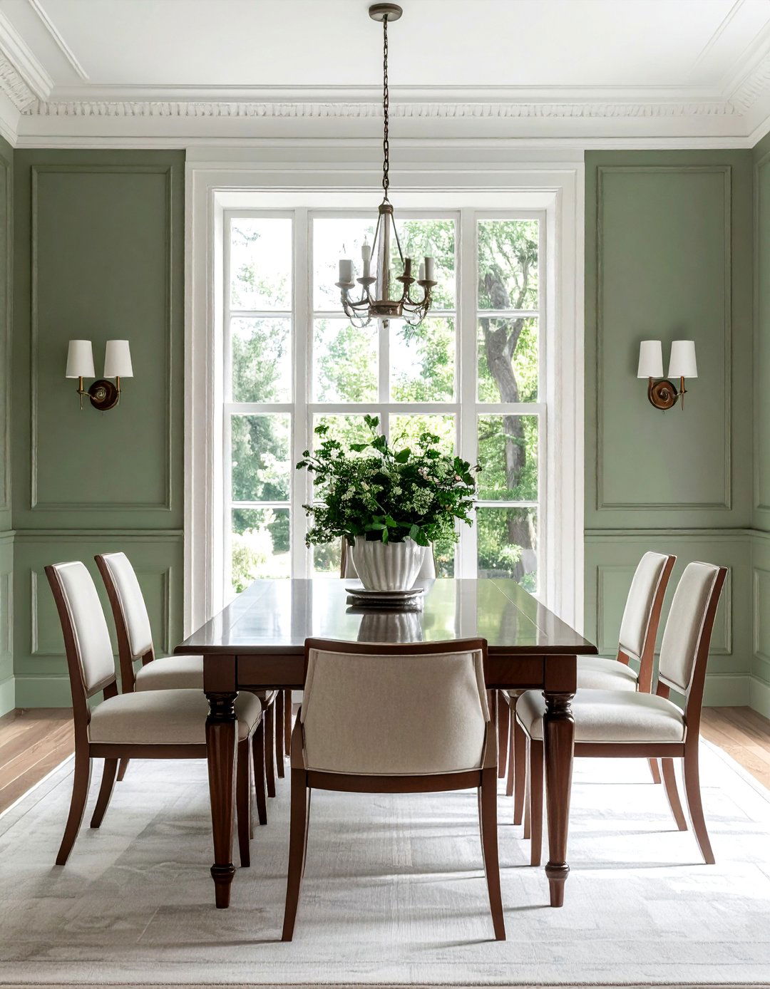 Sage Green Lower Walls with Wainscoting - 25 Sage Green Dining Room Ideas for a Serene Space