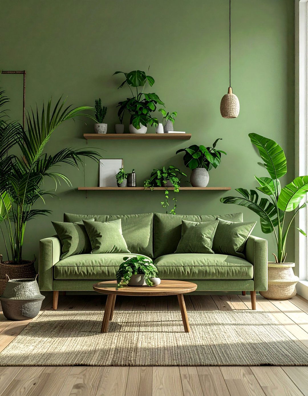 Sage Green Monochromatic Living room - 25 Monochromatic Living Room Ideas for a Cohesive Look