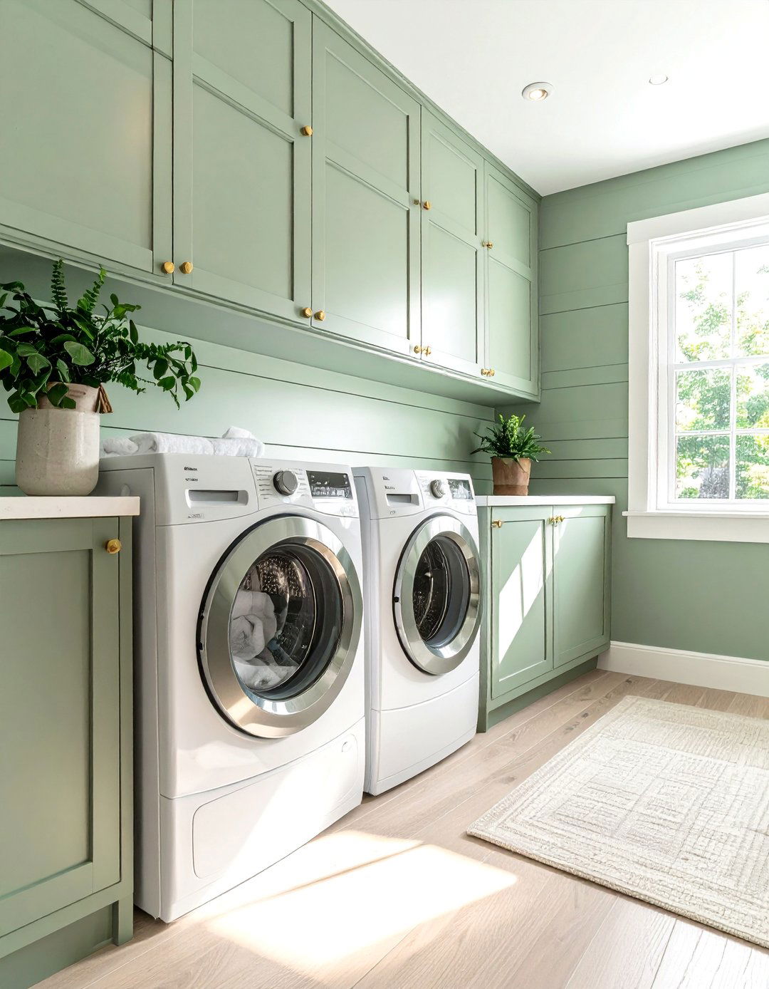 Sage Green Shiplap Laundry Room - 20 Shiplap Laundry Room Ideas for a Cozy Feel